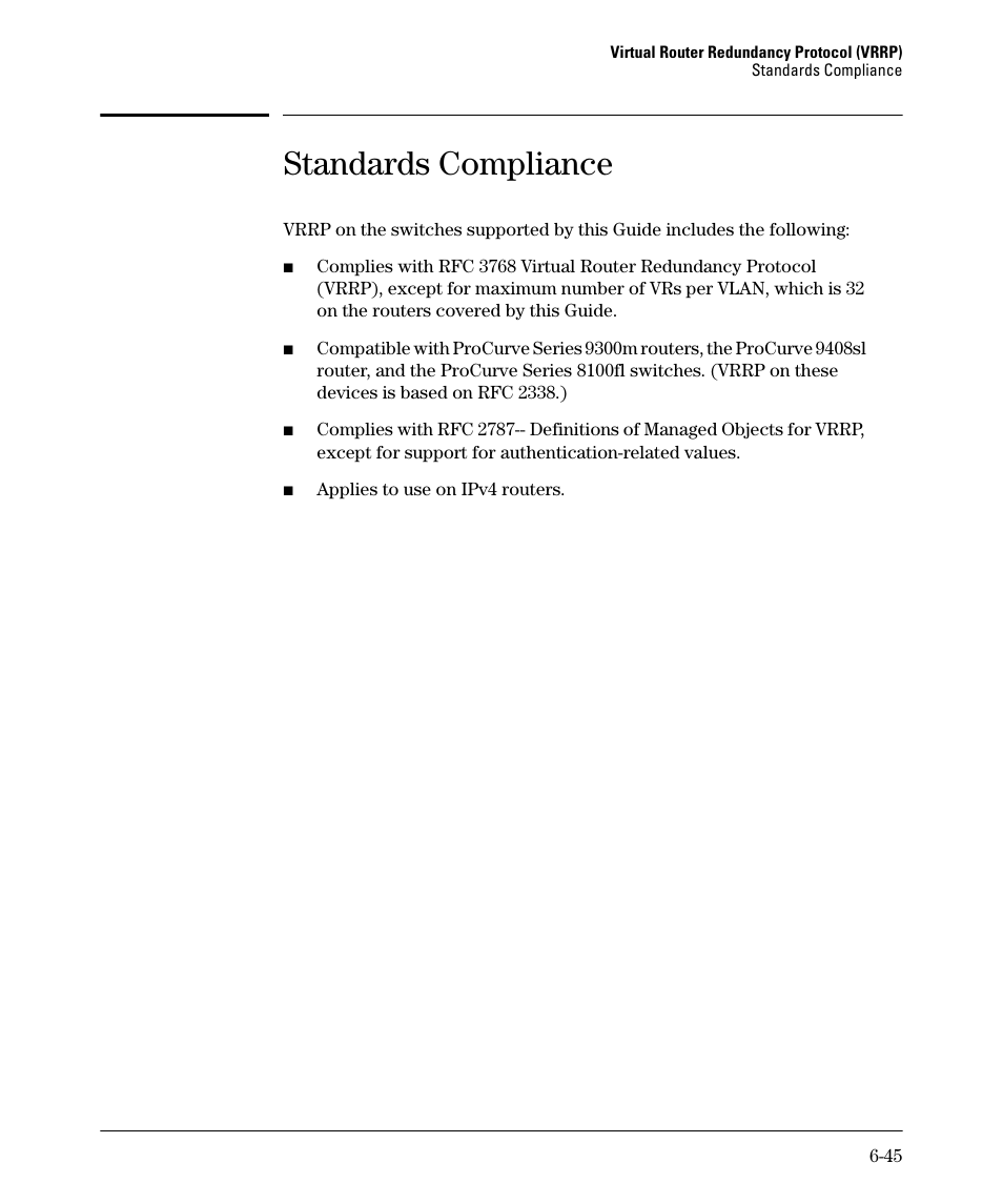Standards compliance | HP 3500YL User Manual | Page 375 / 394