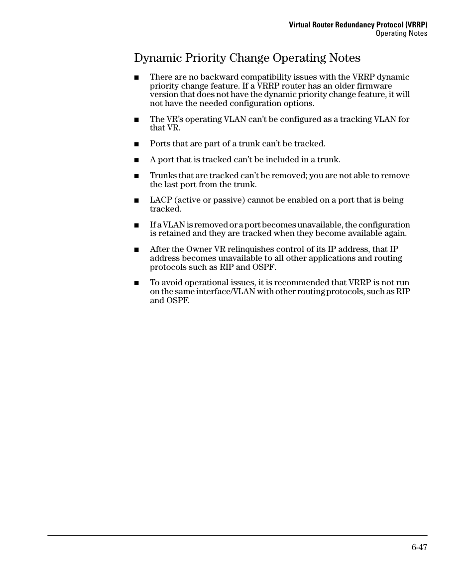 Dynamic priority change operating notes, Dynamic priority change operating notes -47 | HP 3500YL User Manual | Page 377 / 394