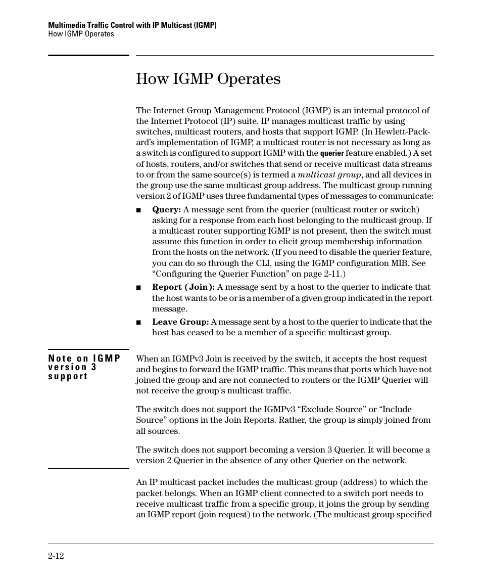 How igmp operates | HP 3500YL User Manual | Page 44 / 394