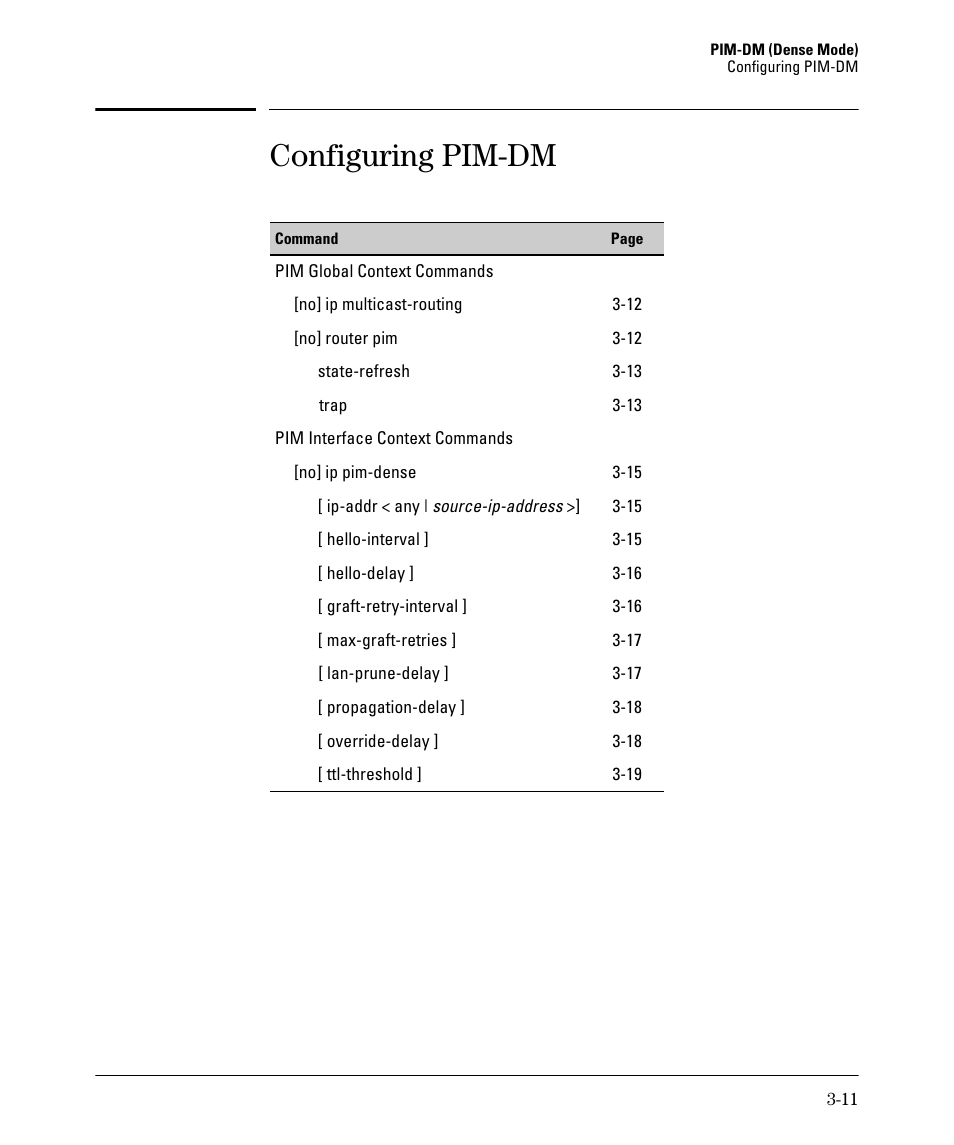 Configuring pim-dm | HP 3500YL User Manual | Page 73 / 394