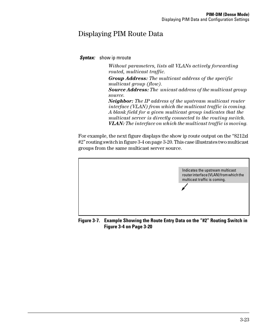 Displaying pim route data, Displaying pim route data -23 | HP 3500YL User Manual | Page 85 / 394