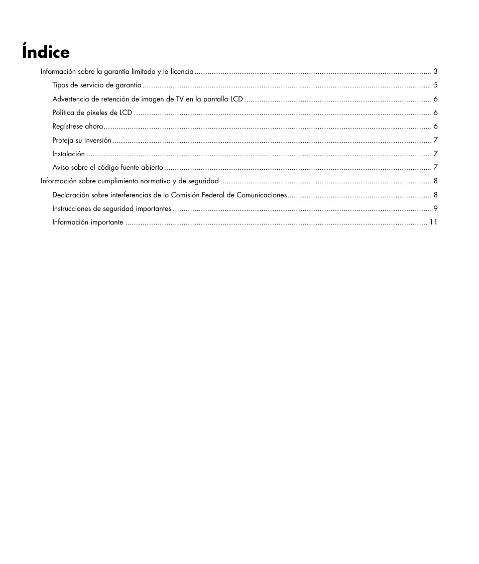 Índice | HP MediaSmart SL4782N User Manual | Page 23 / 36