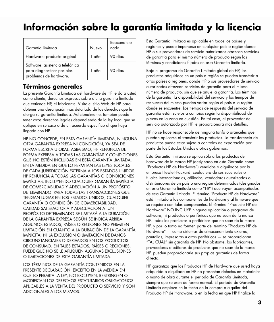 Términos generales | HP MediaSmart SL4782N User Manual | Page 24 / 36