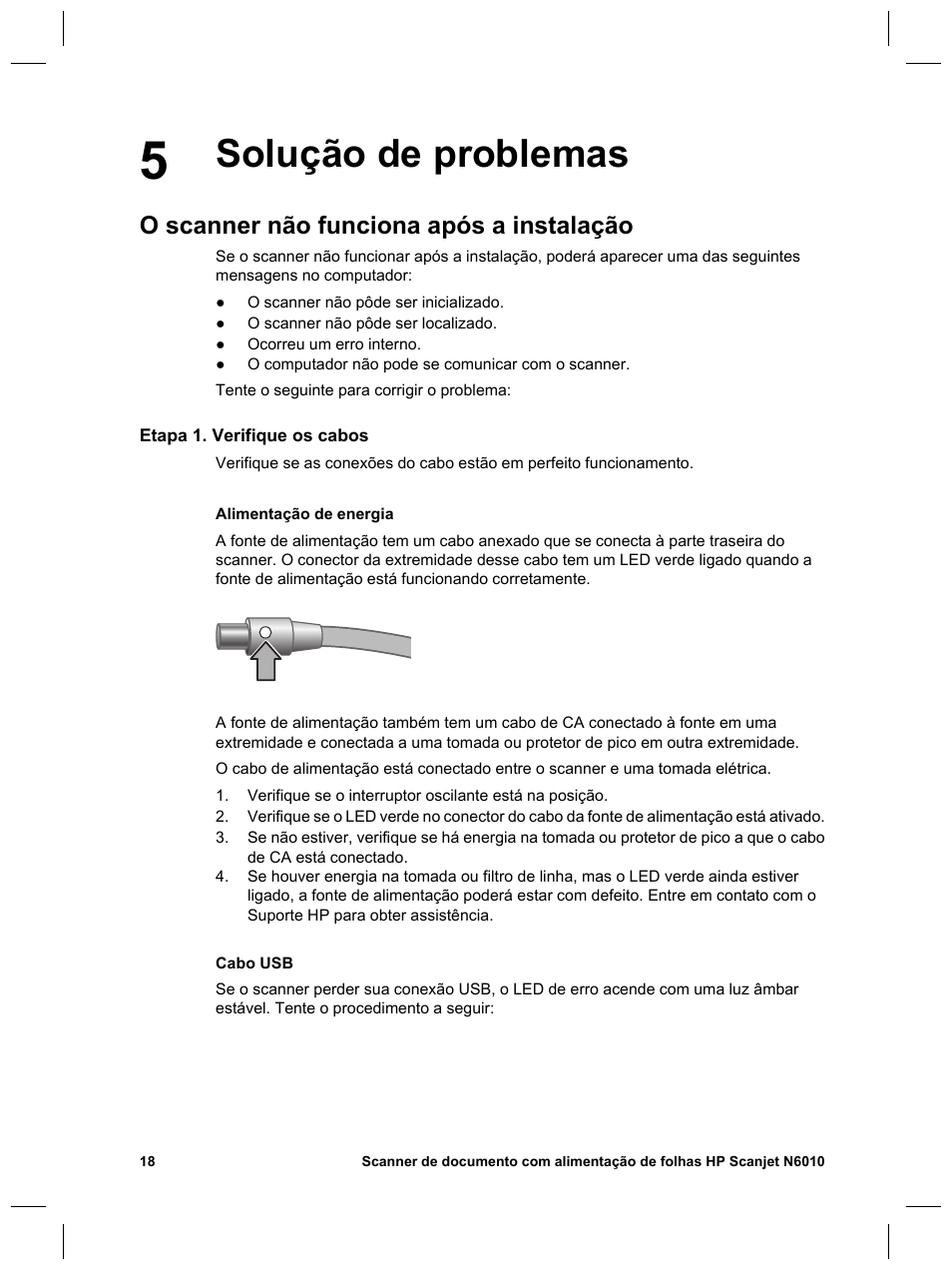 Solução de problemas, O scanner não funciona após a instalação | HP Scanjet N6010 User Manual | Page 104 / 116