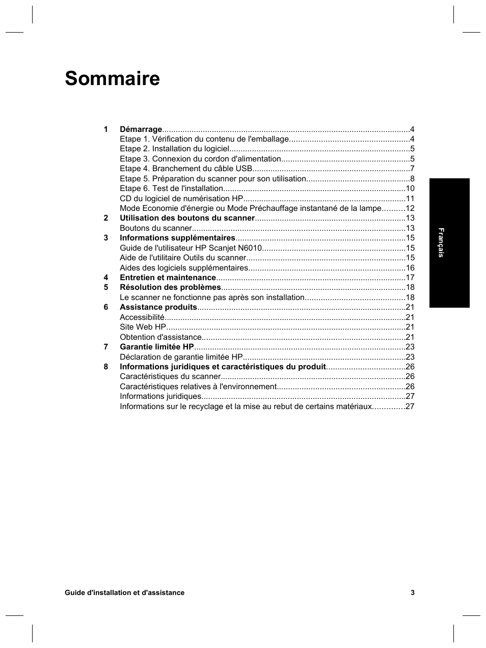Sommaire | HP Scanjet N6010 User Manual | Page 33 / 116