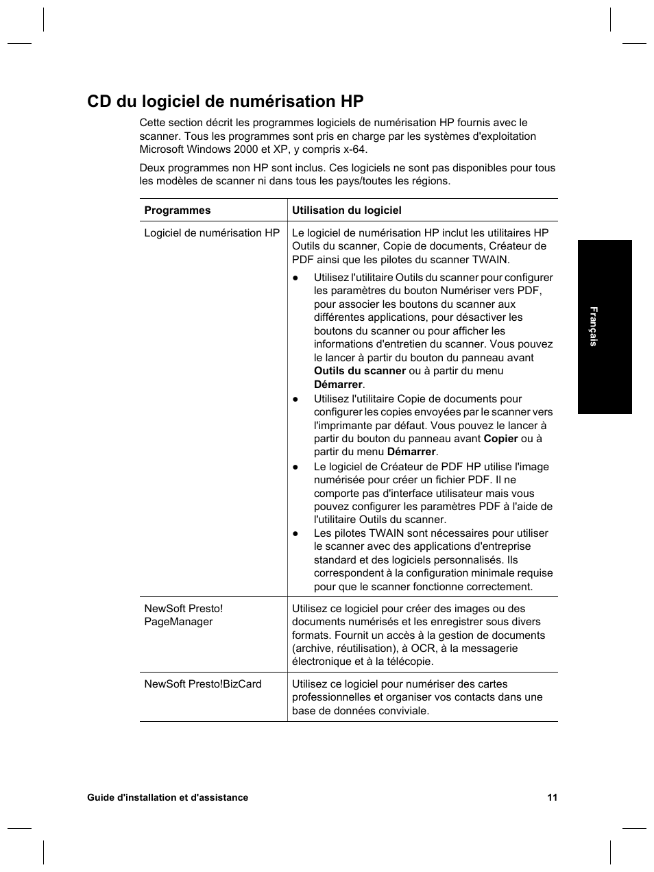 Cd du logiciel de numérisation hp | HP Scanjet N6010 User Manual | Page 41 / 116