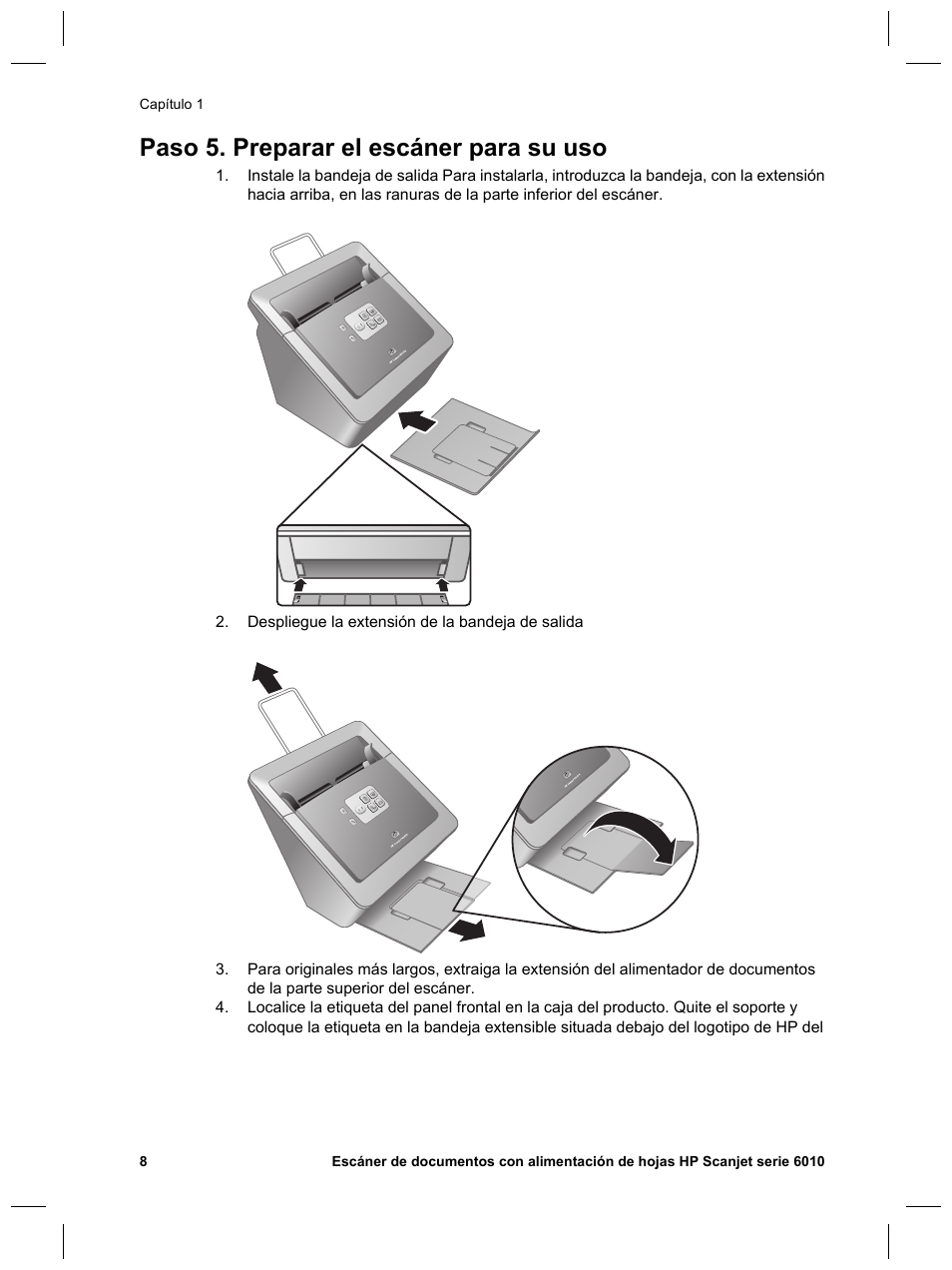 Paso 5. preparar el escáner para su uso | HP Scanjet N6010 User Manual | Page 66 / 116