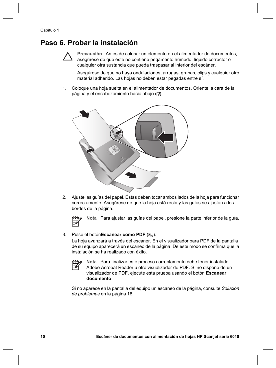 Paso 6. probar la instalación | HP Scanjet N6010 User Manual | Page 68 / 116