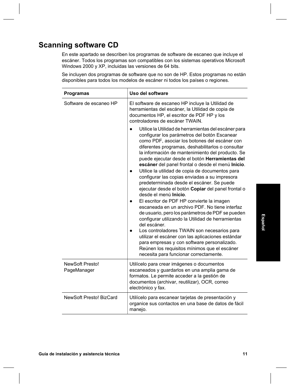 Scanning software cd | HP Scanjet N6010 User Manual | Page 69 / 116