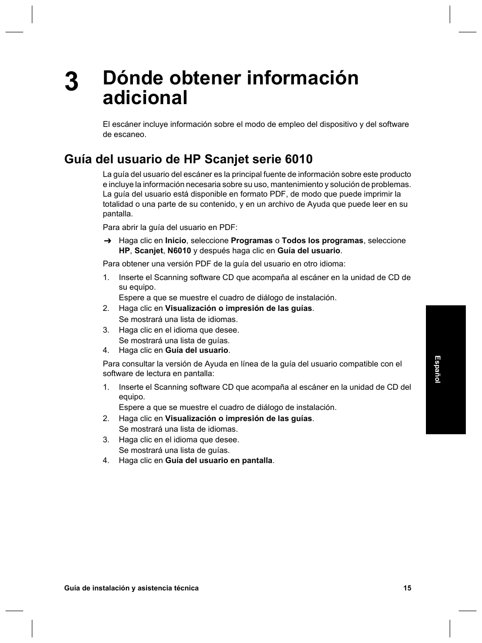 Dónde obtener información adicional, Guía del usuario de hp scanjet serie 6010 | HP Scanjet N6010 User Manual | Page 73 / 116