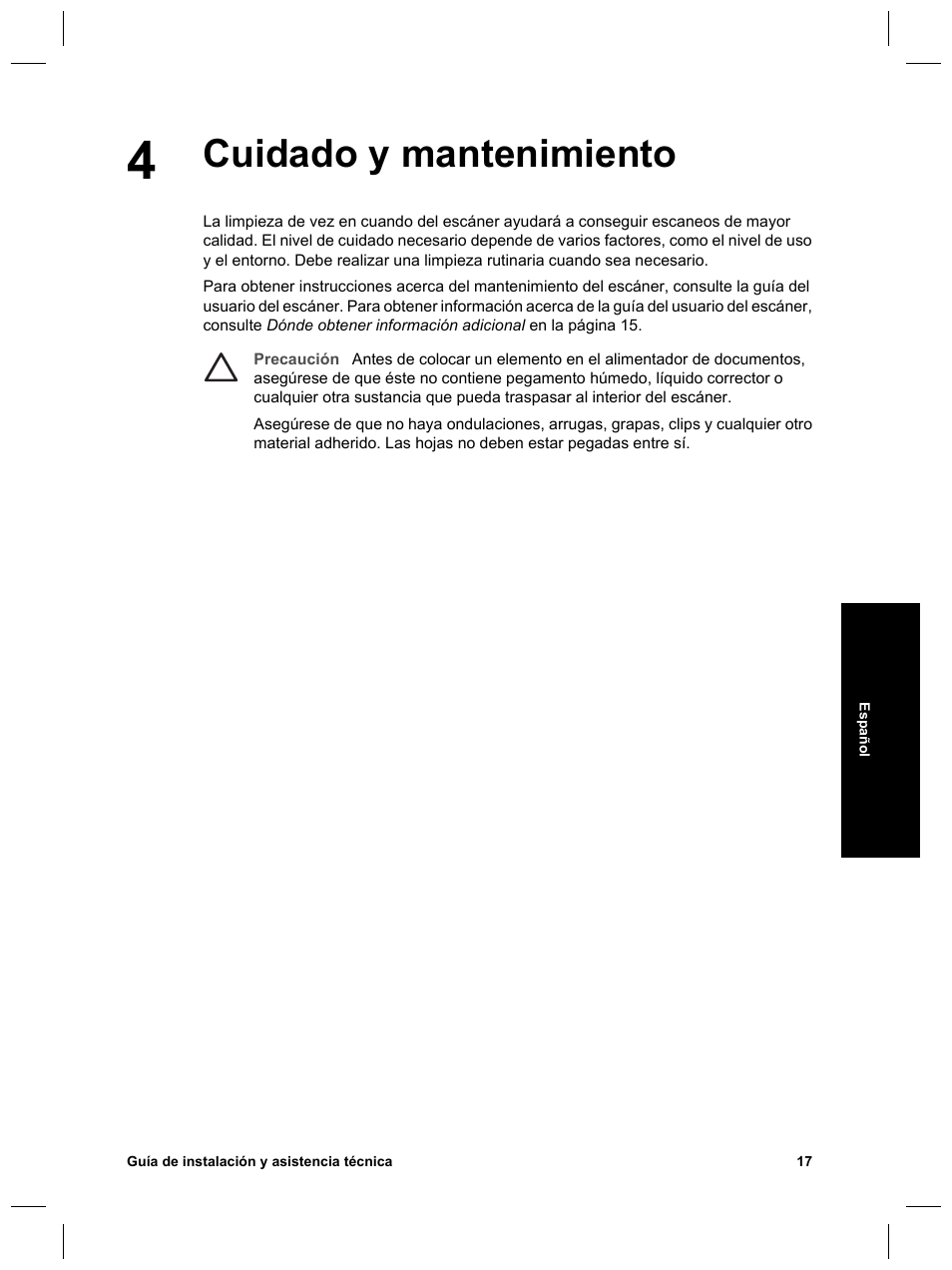 Cuidado y mantenimiento | HP Scanjet N6010 User Manual | Page 75 / 116