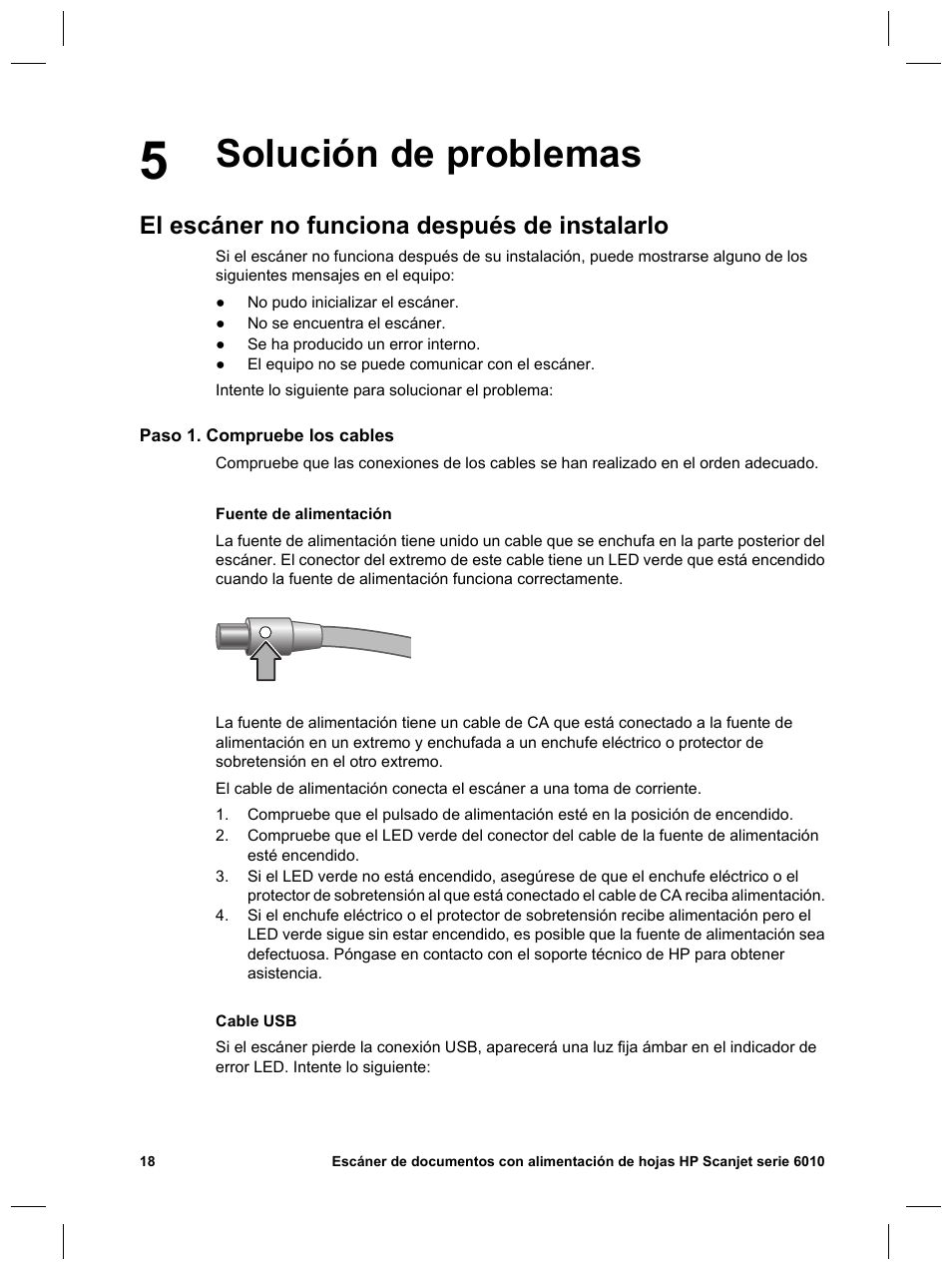 Solución de problemas, El escáner no funciona después de instalarlo | HP Scanjet N6010 User Manual | Page 76 / 116
