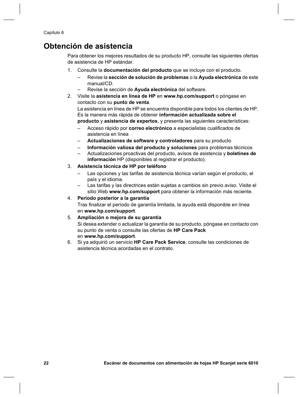 Obtención de asistencia | HP Scanjet N6010 User Manual | Page 80 / 116