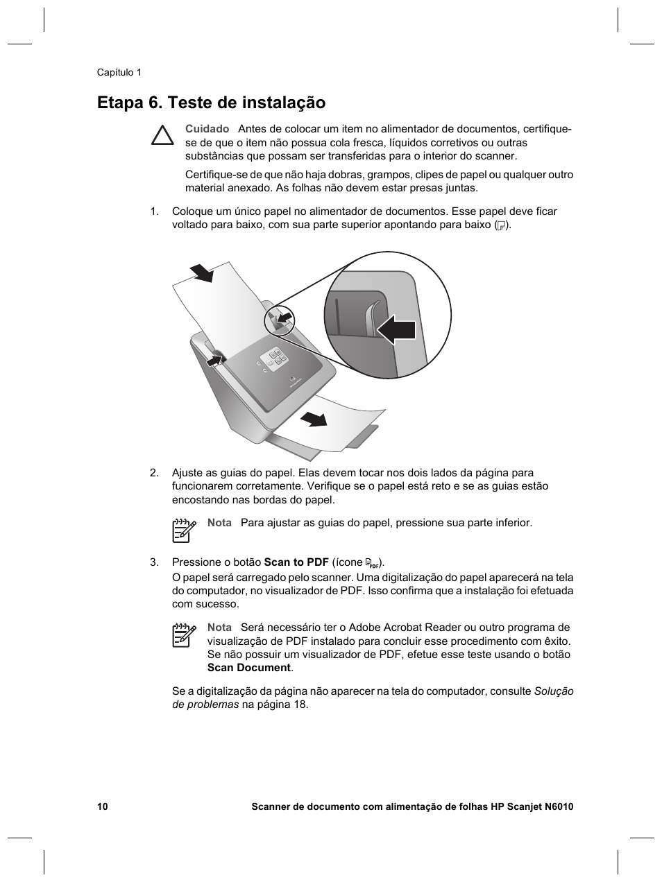 Etapa 6. teste de instalação | HP Scanjet N6010 User Manual | Page 96 / 116