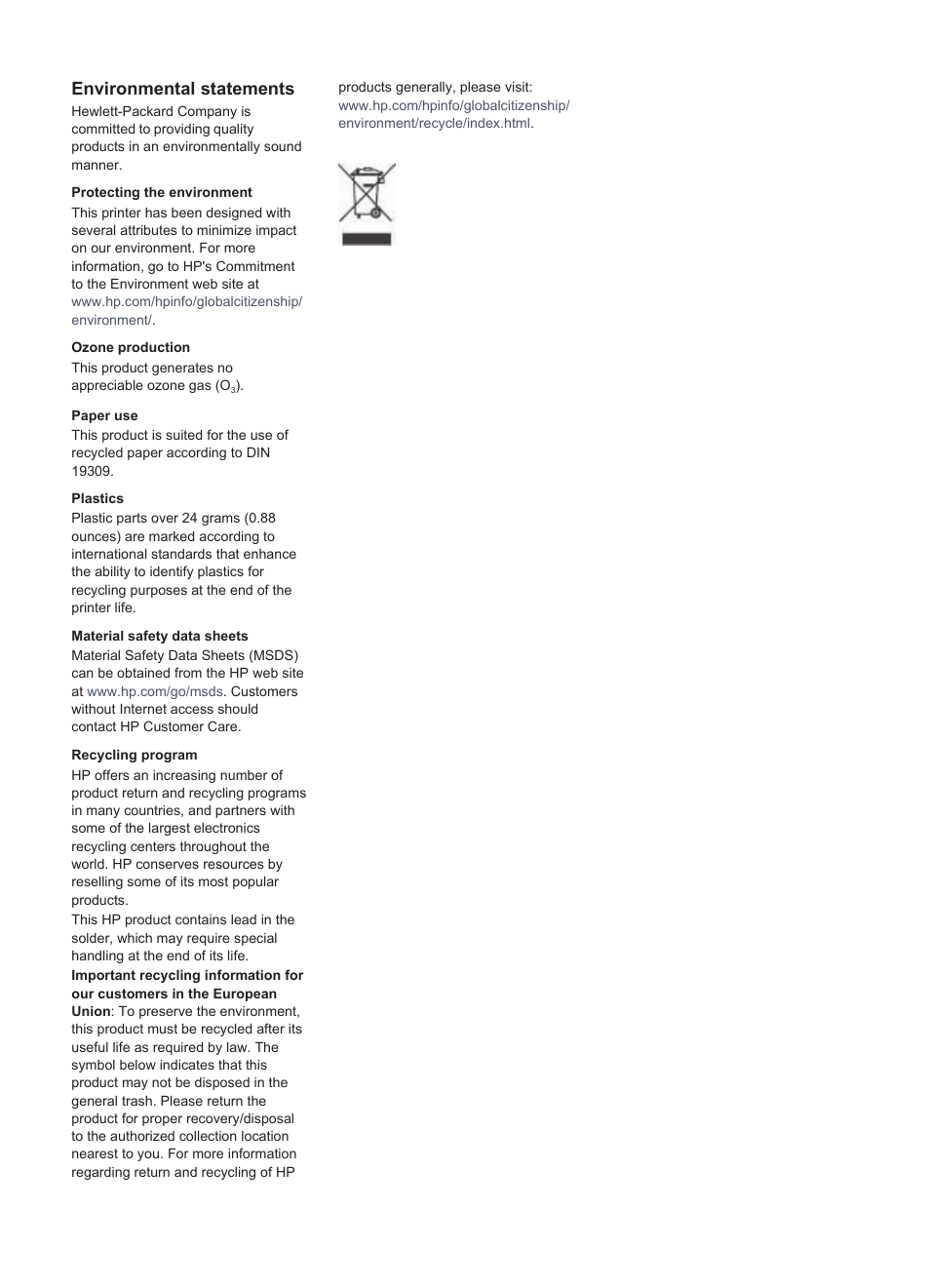 Environmental statements | HP Q6377A User Manual | Page 5 / 40