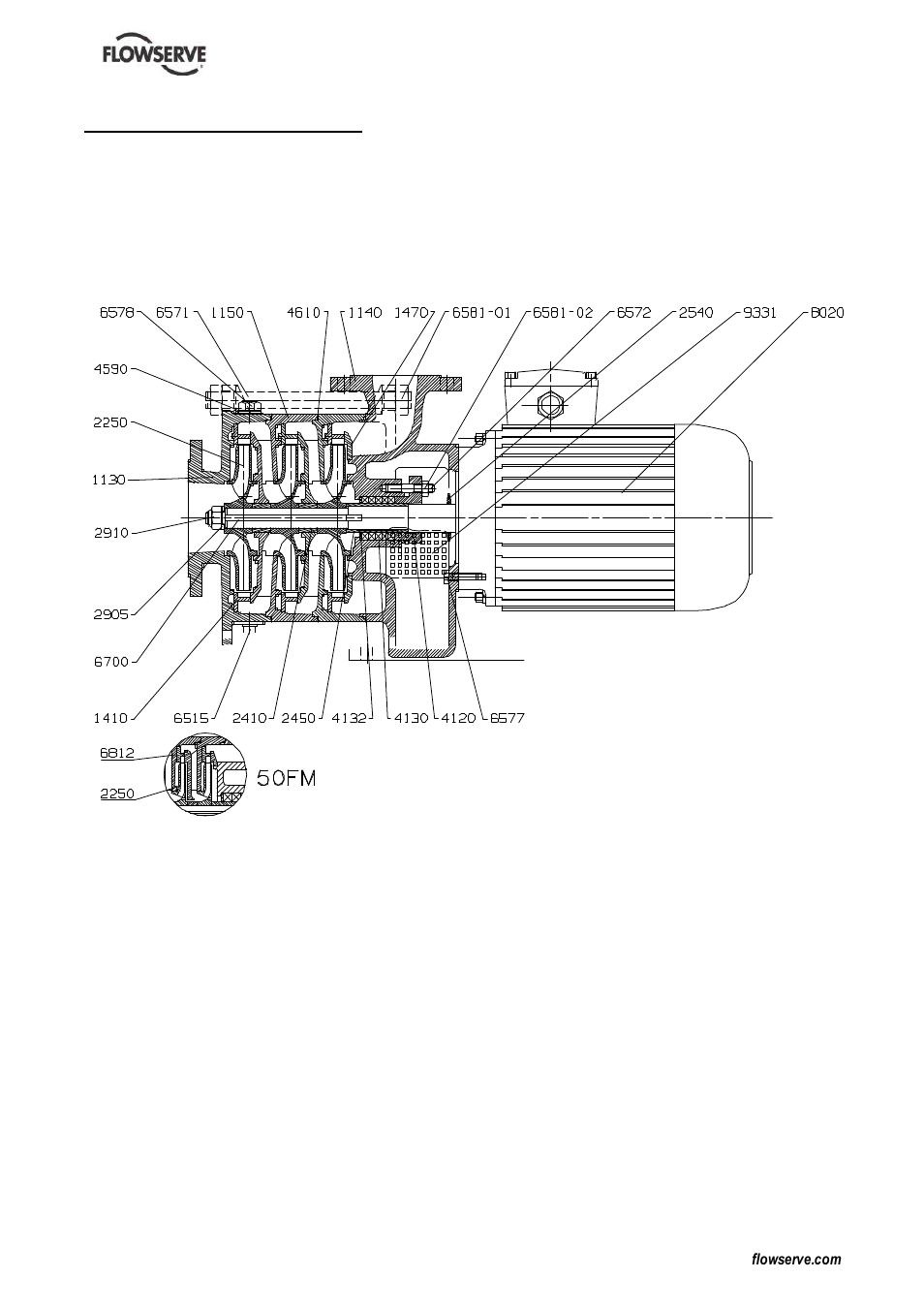 8 parts list and drawings, 1 sectional drawing | HP FM Centrifugal Pump PCN=71576526 User Manual | Page 28 / 32