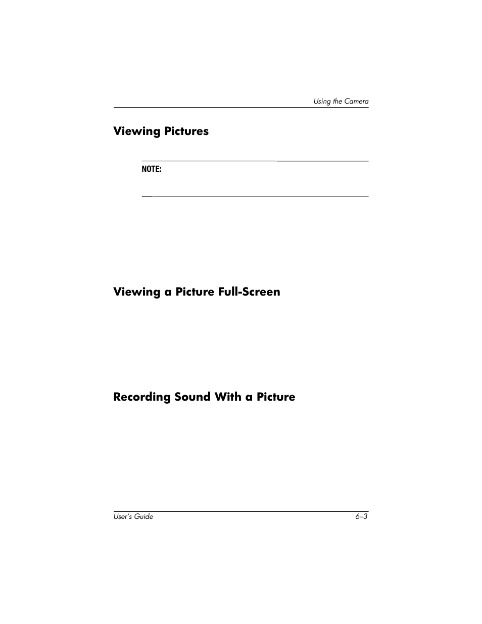 Viewing pictures, Viewing a picture full-screen, Recording sound with a picture | HP h6300 User Manual | Page 101 / 190