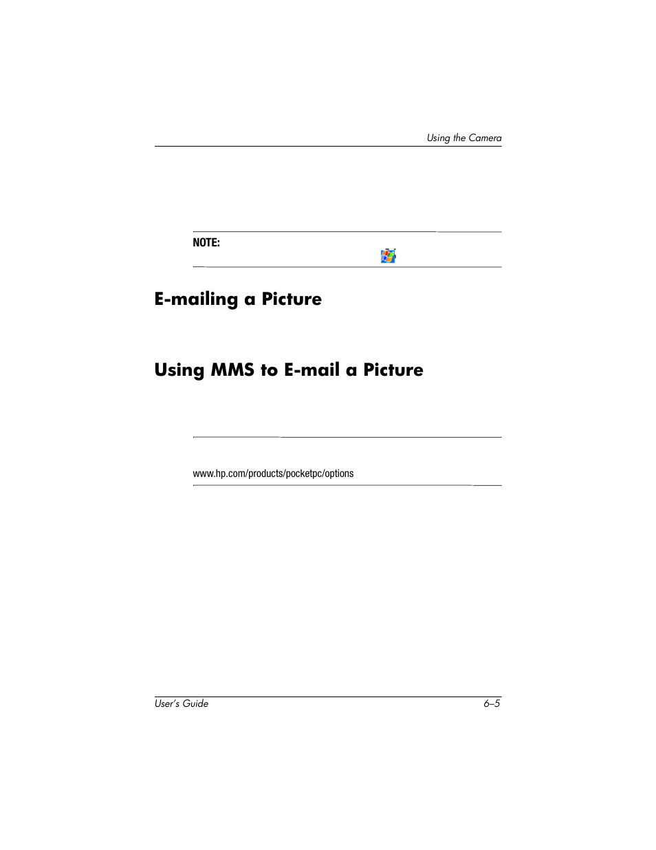 E-mailing a picture, Using mms to e-mail a picture | HP h6300 User Manual | Page 103 / 190