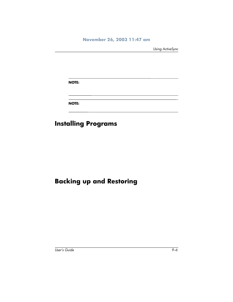 Installing programs, Backing up and restoring | HP h6300 User Manual | Page 118 / 190