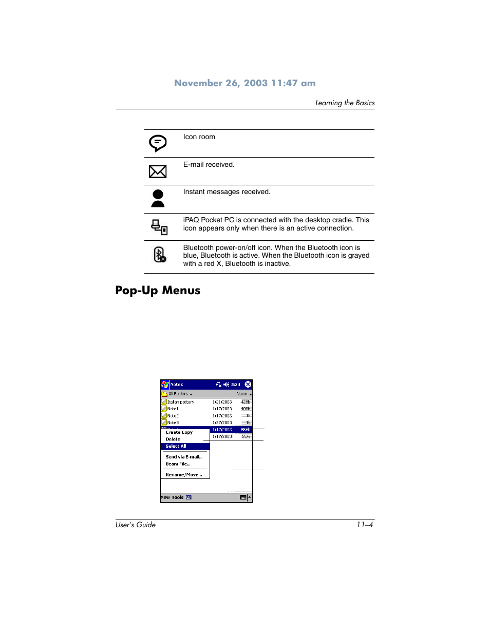 Pop-up menus | HP h6300 User Manual | Page 136 / 190