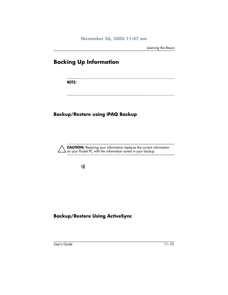 Backing up information | HP h6300 User Manual | Page 142 / 190