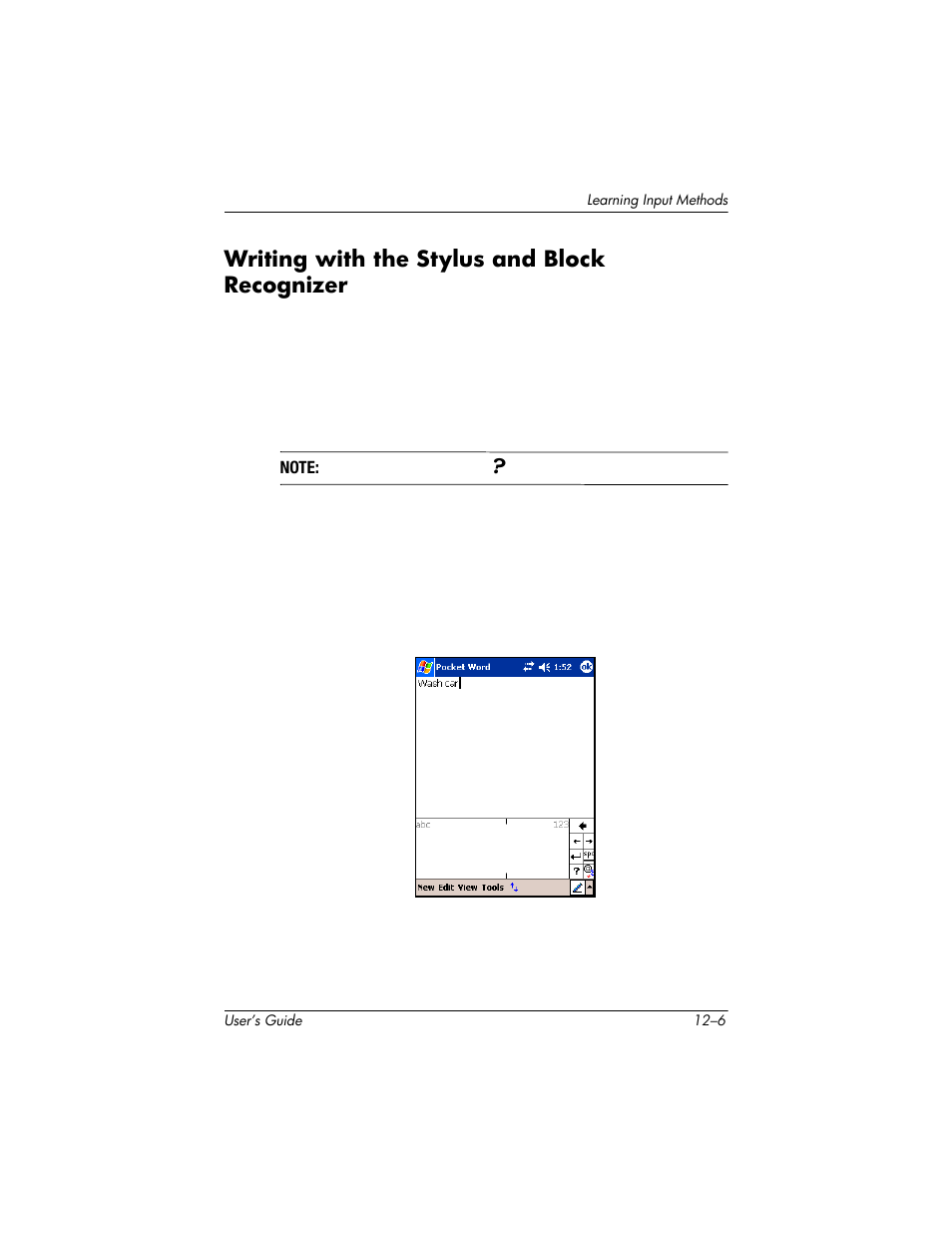 Writing with the stylus and block recognizer | HP h6300 User Manual | Page 150 / 190