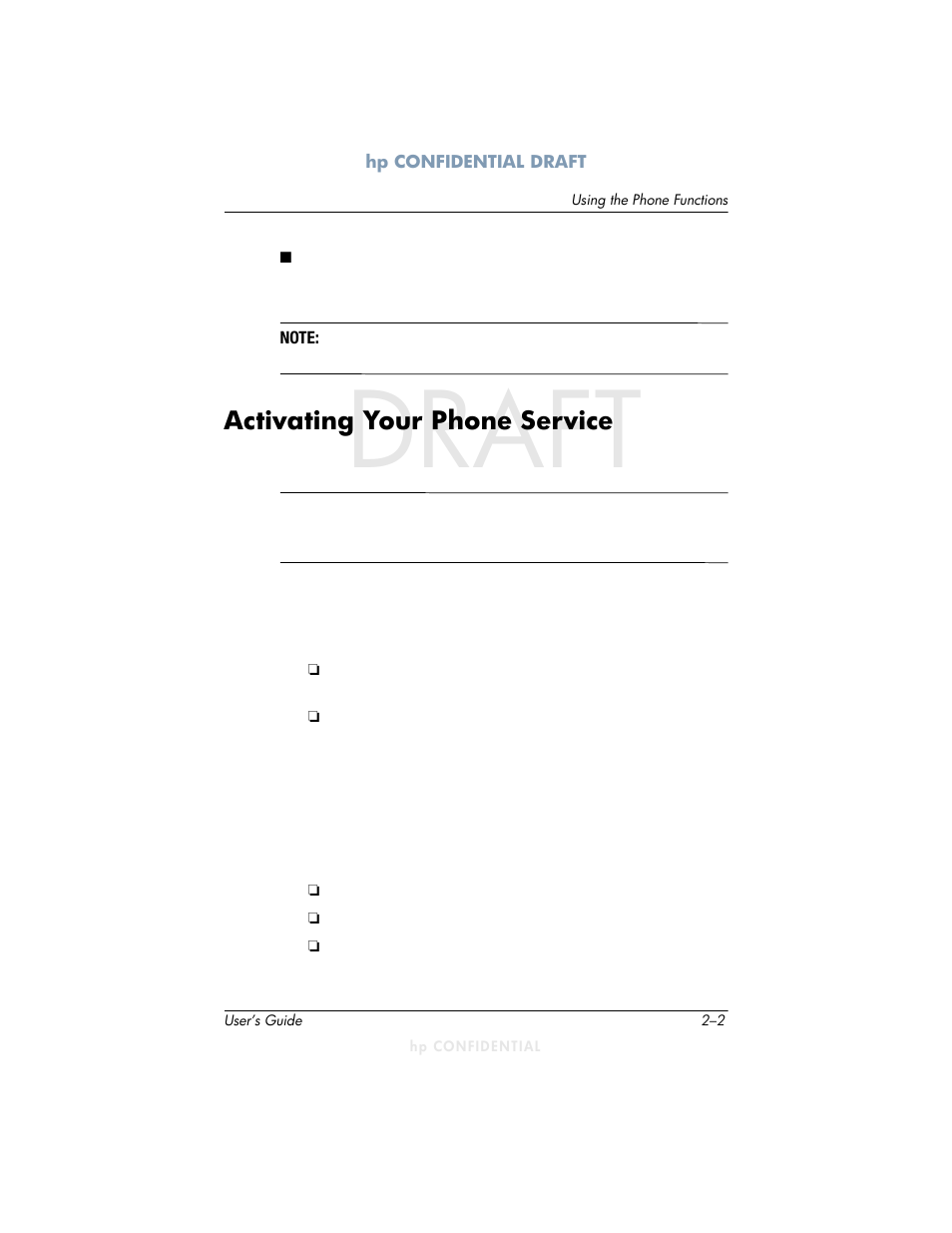 Draft, Activating your phone service | HP h6300 User Manual | Page 24 / 190