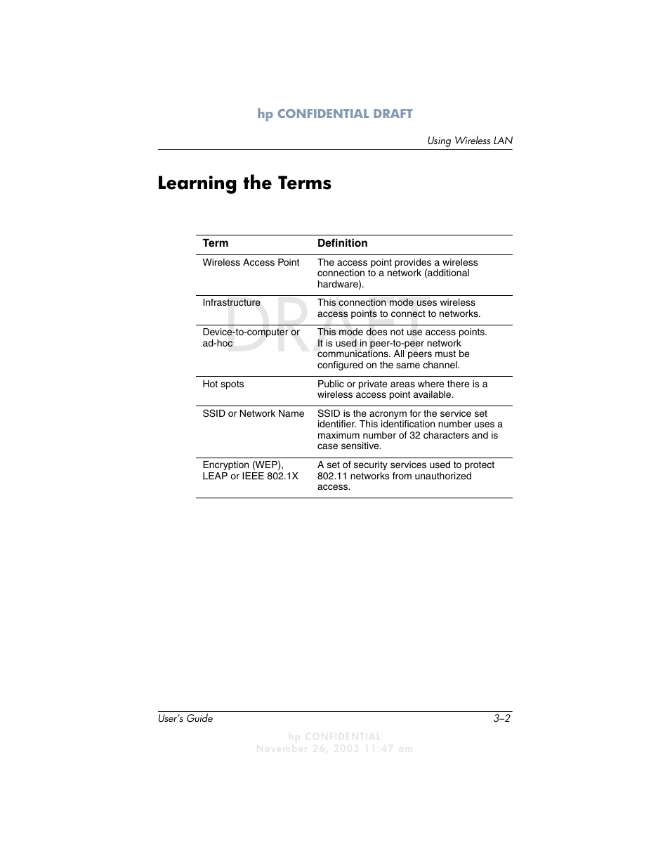 Draft, Learning the terms | HP h6300 User Manual | Page 46 / 190