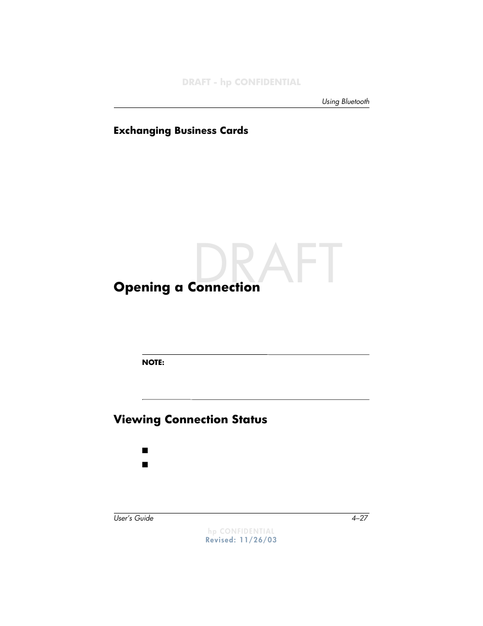 Draft, Opening a connection | HP h6300 User Manual | Page 87 / 190