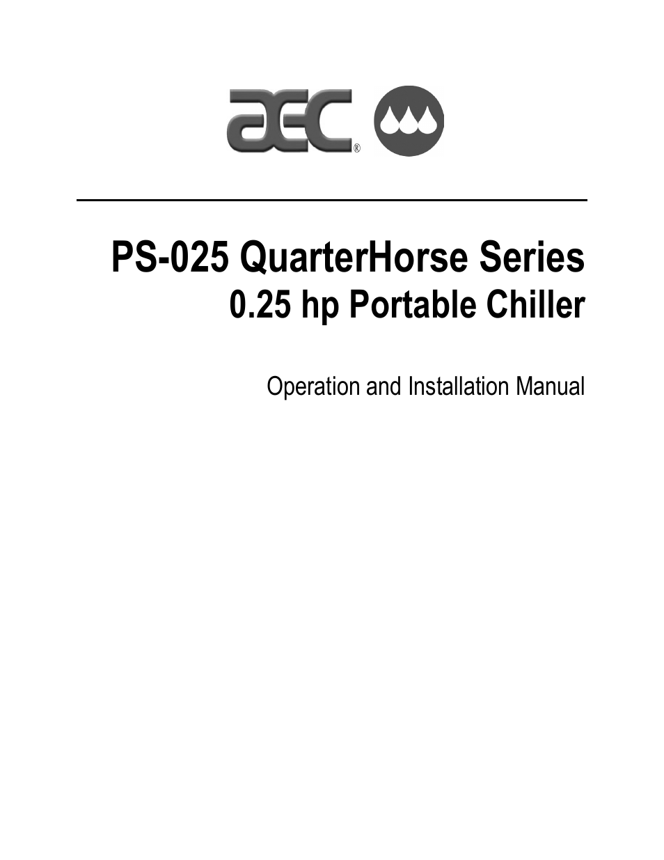 HP QuarterHorse Series 0.25 hp Portable Chiller PS-025 User Manual | 28 pages