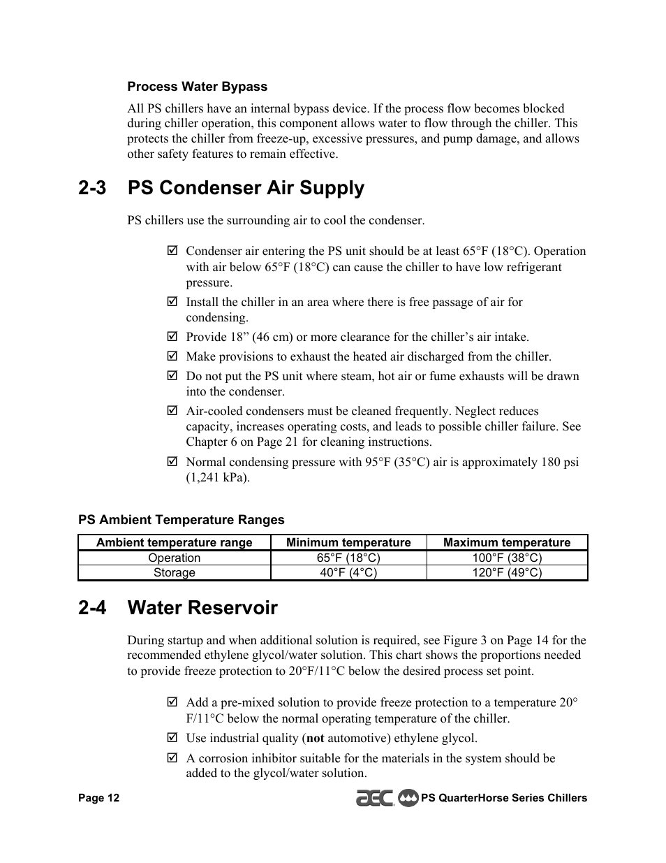 3 ps condenser air supply, 4 water reservoir | HP QuarterHorse Series 0.25 hp Portable Chiller PS-025 User Manual | Page 12 / 28