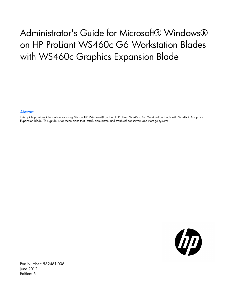 HP WS460C G6 User Manual | 47 pages