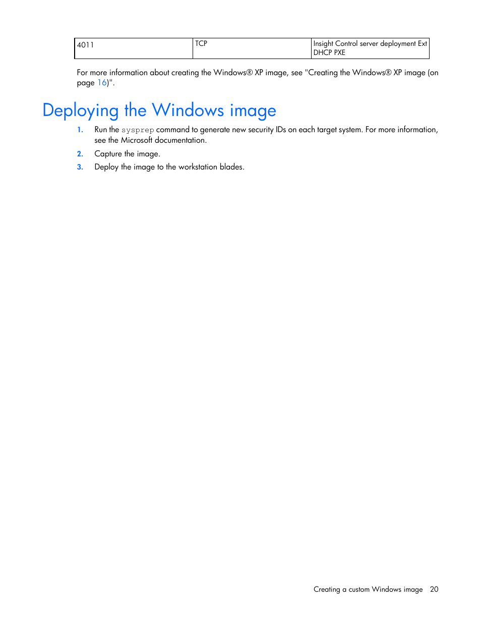 Deploying the windows image | HP WS460C G6 User Manual | Page 20 / 47