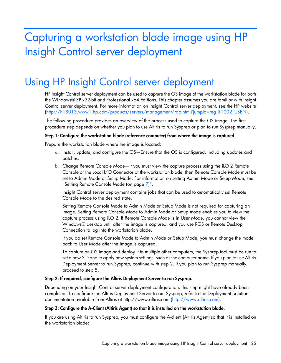 Using hp insight control server deployment | HP WS460C G6 User Manual | Page 25 / 47
