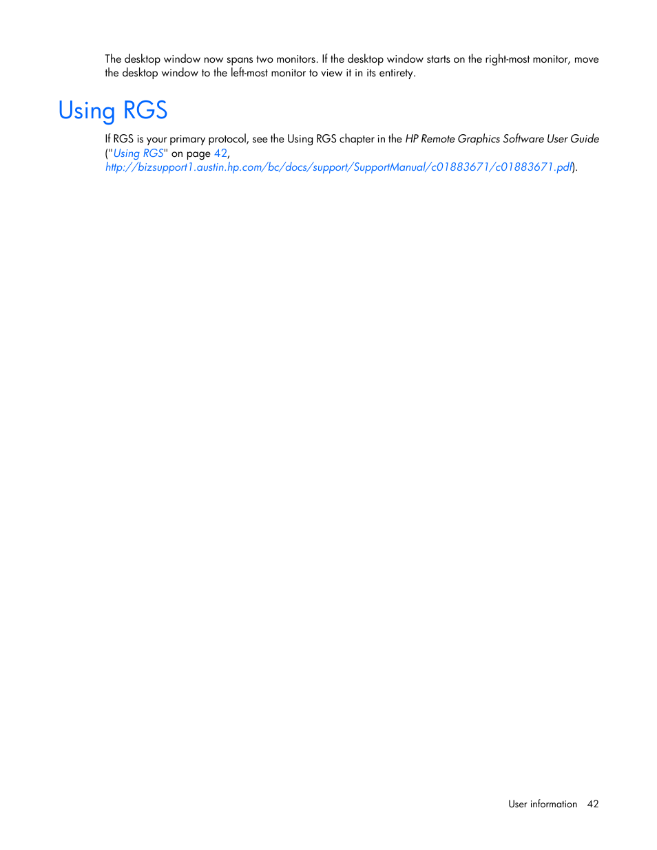 Using rgs | HP WS460C G6 User Manual | Page 42 / 47