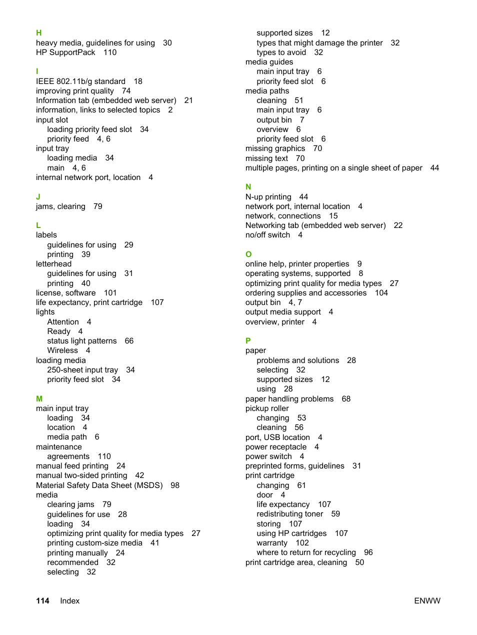 HP 1022 User Manual | Page 122 / 126