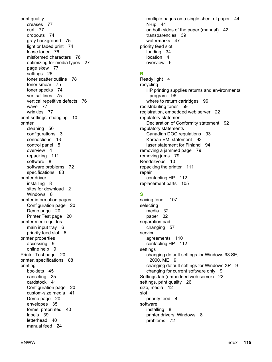HP 1022 User Manual | Page 123 / 126