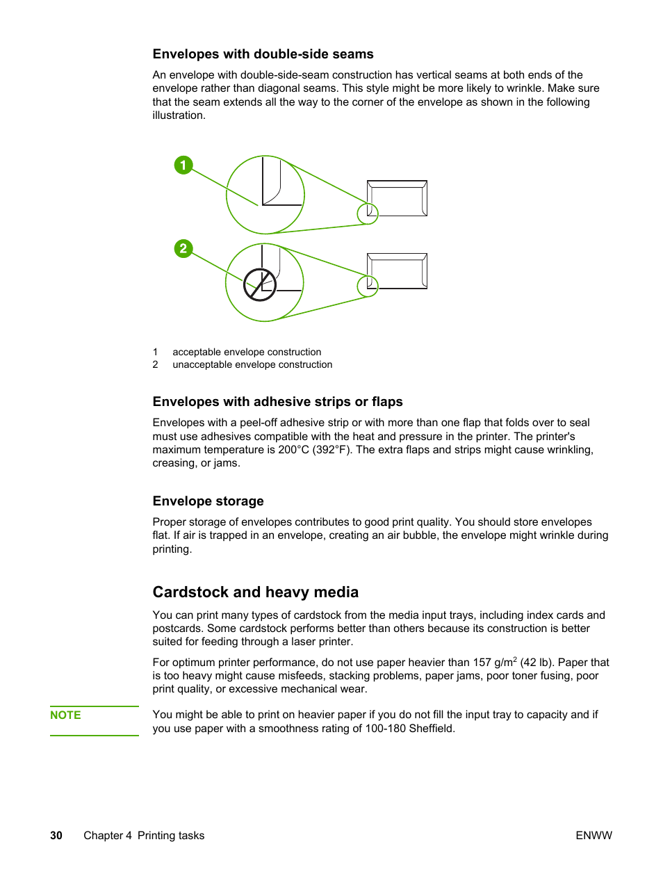 Cardstock and heavy media | HP 1022 User Manual | Page 38 / 126