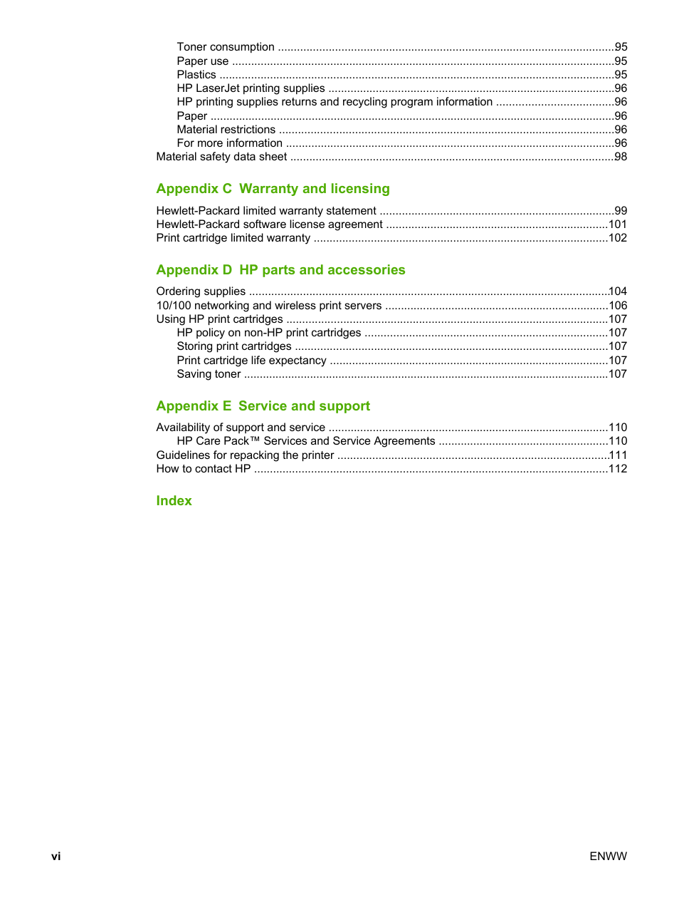 HP 1022 User Manual | Page 8 / 126