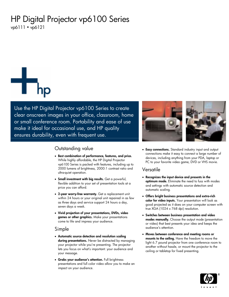 HP VP6100 User Manual | 4 pages