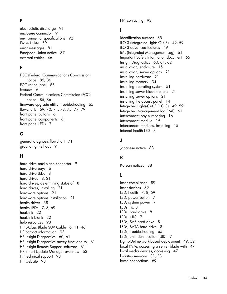 HP BL460C G7 User Manual | Page 104 / 106