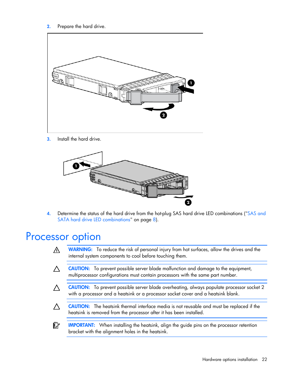 Processor option | HP BL460C G7 User Manual | Page 22 / 106