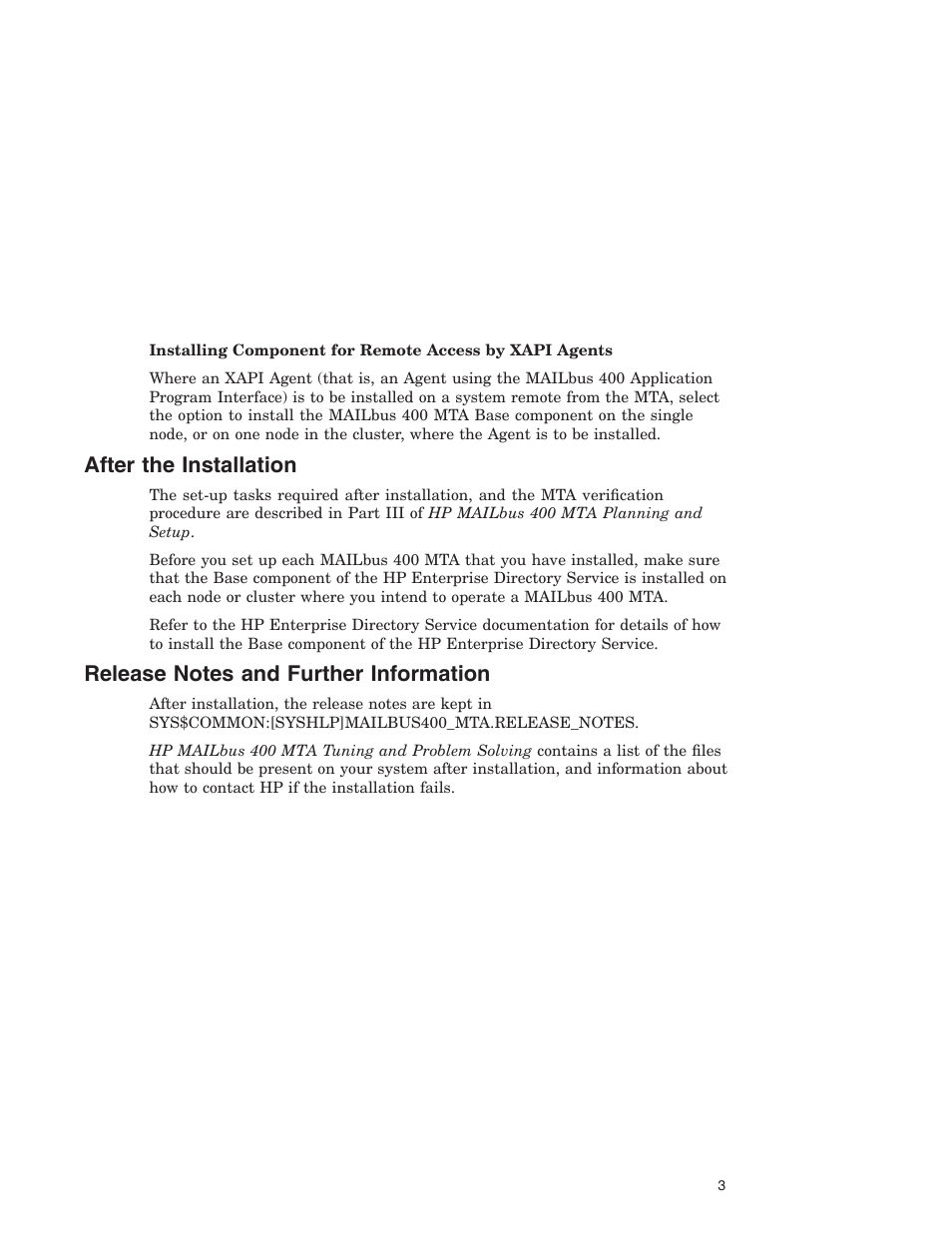 After the installation | HP MAILBUS 400 User Manual | Page 5 / 6