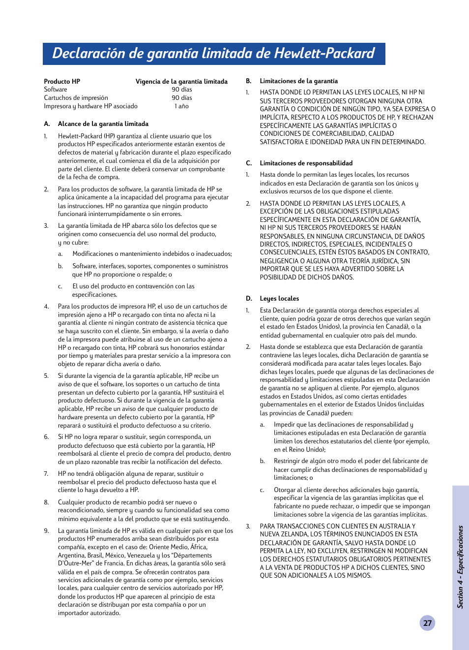 HP 1120C User Manual | Page 110 / 112