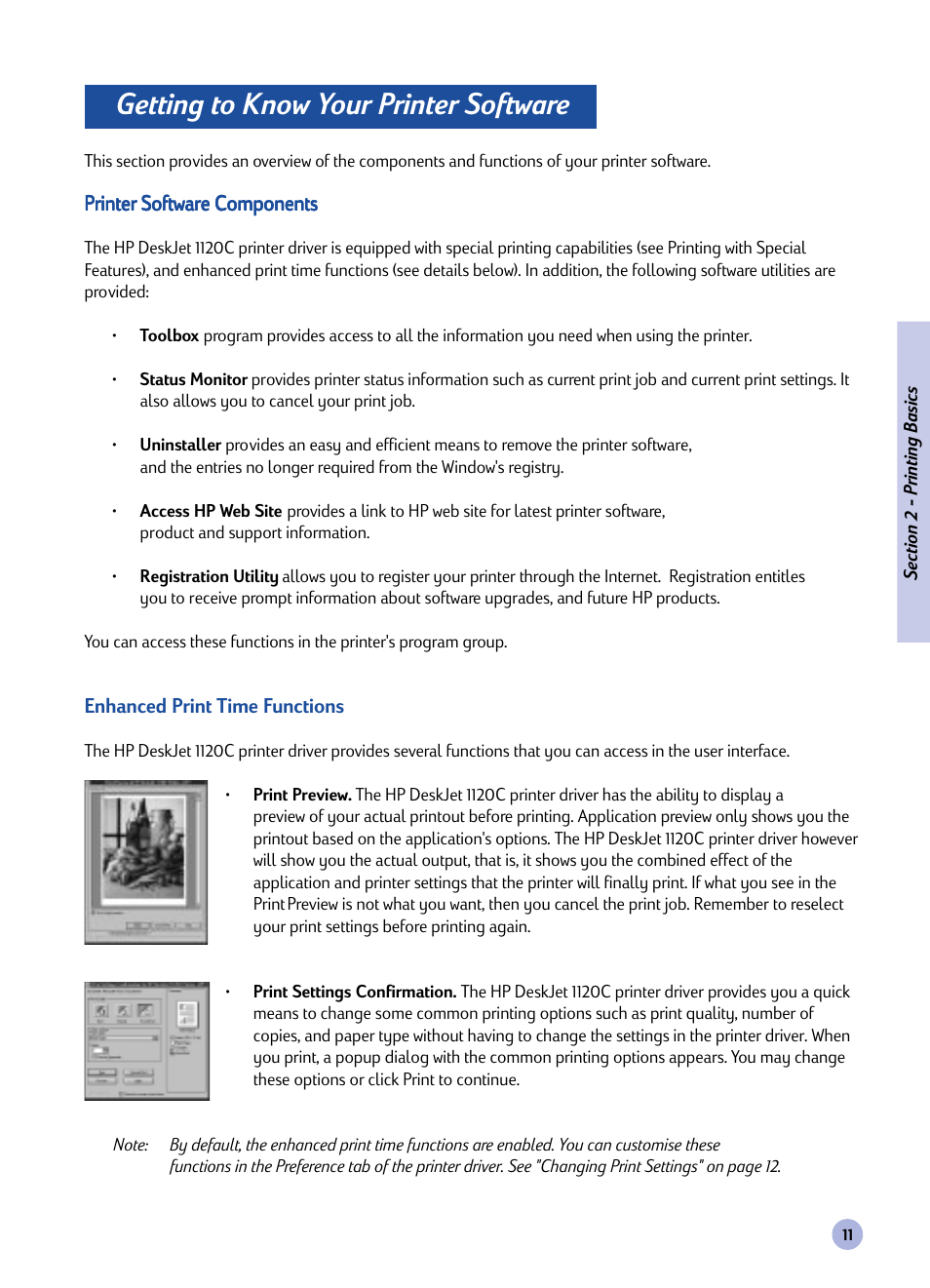 Getting to know your printer software | HP 1120C User Manual | Page 13 / 112
