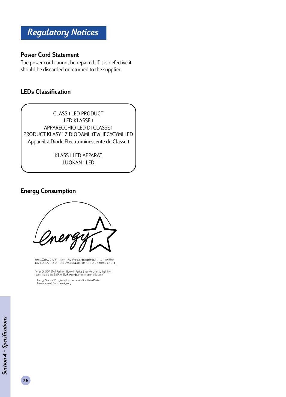 Regulatory notice, Regulatory notices | HP 1120C User Manual | Page 28 / 112
