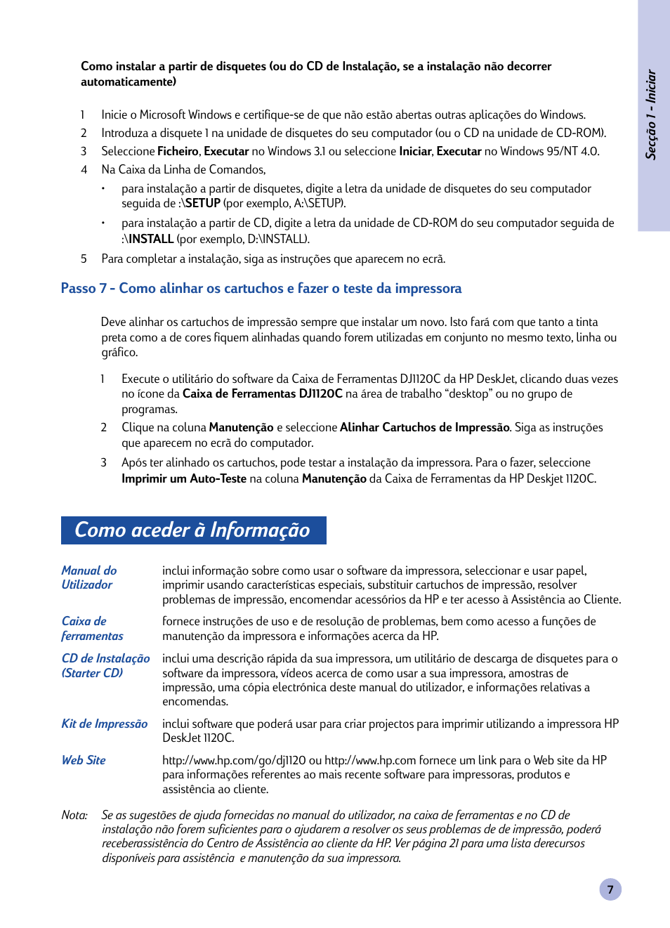 Como aceder à informação | HP 1120C User Manual | Page 36 / 112