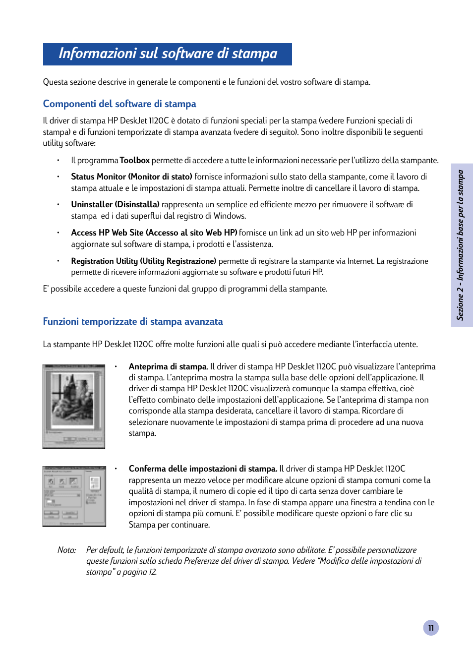 Informazioni sul software di stampa | HP 1120C User Manual | Page 67 / 112