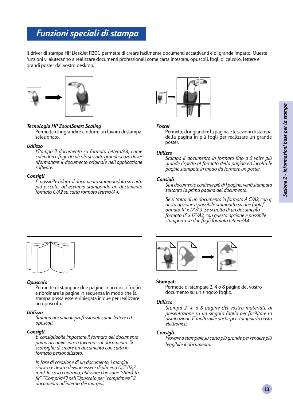 Funzioni speciali di stampa | HP 1120C User Manual | Page 69 / 112