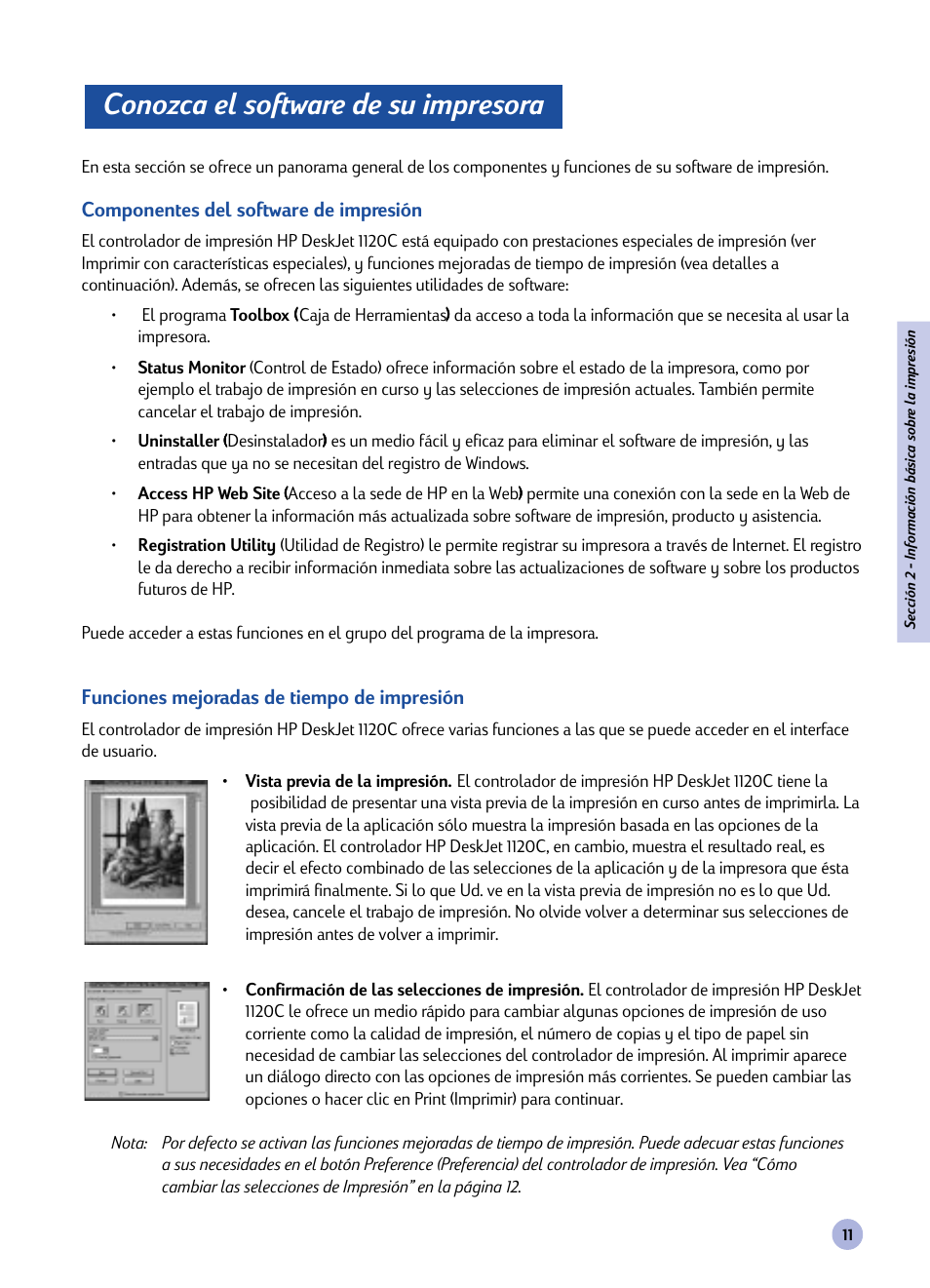 Conozca el software de su impresora | HP 1120C User Manual | Page 94 / 112